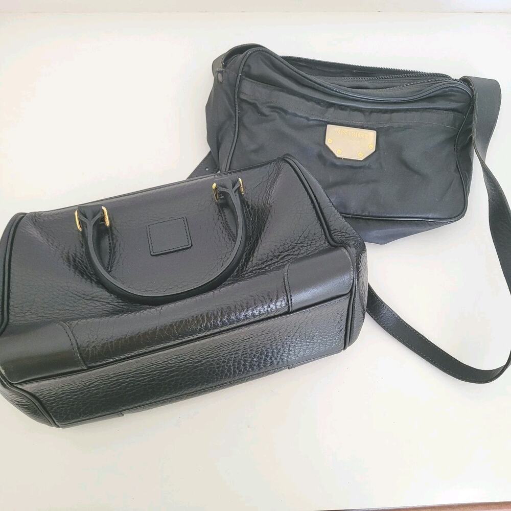 Nina Ricci Lot Of 2 Bags Black Vintage Leather Nylon Fari DAMAGD Parts